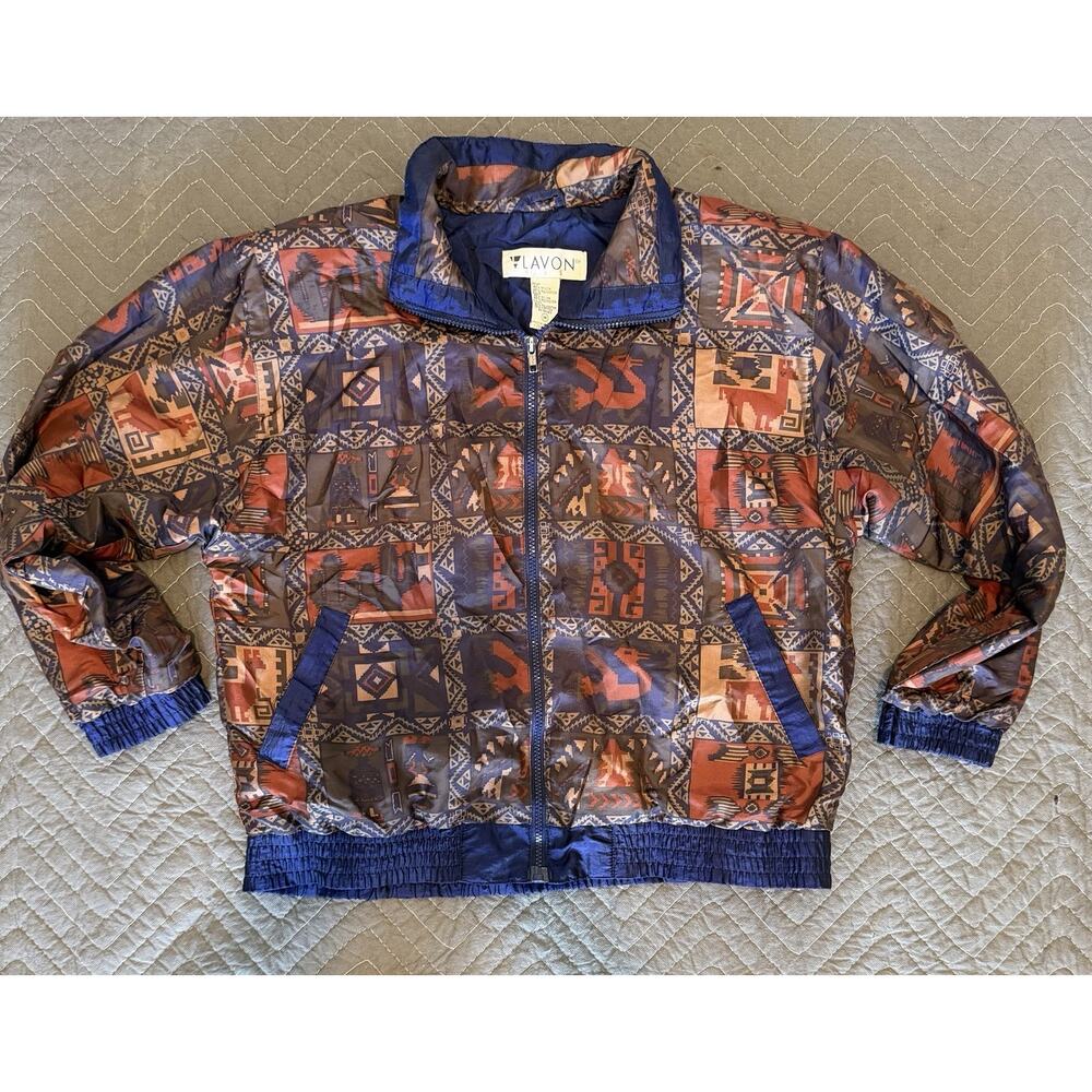 Vintage Lavon Windbreaker Track Jacket Zip Up Womens Size M Southwest Retro